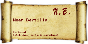 Neer Bertilla névjegykártya